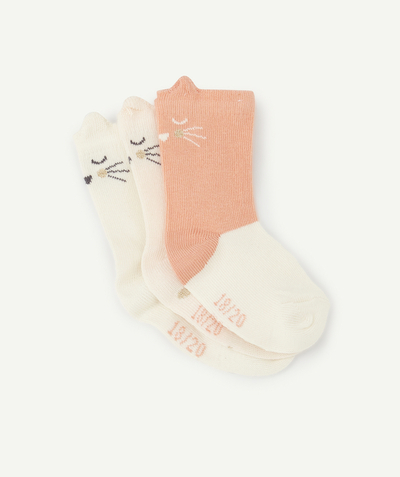 Baby-girl radius - PACK OF BABY GIRLS' COLOURED SOCKS WITH CATS