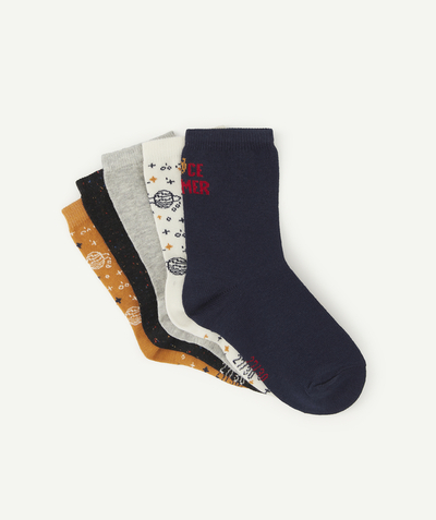 Basics radius - PACK OF FIVE PAIRS OF SPACE AND ROCKET THEMED SOCKS FOR BOYS