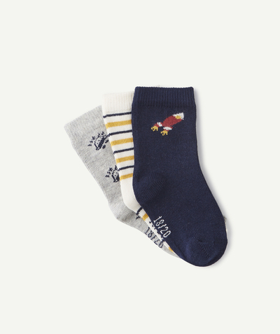 Socks Tao Categories - PACK OF THREE PAIRS OF BABY BOYS' SPACE THEME SOCKS