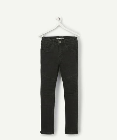 jeans Categories Tao - VICTOR LE PANTALON SLIM NOIR GARÇON AVEC DES SURPIQÛRES EN RELIEF