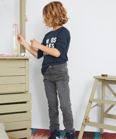 jeans Tao Categories - BOYS' VICTOR SLIM BLUE GREY JEANS WITH POCKETS