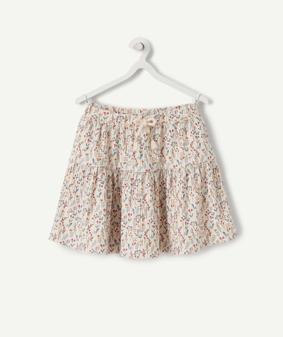 Sales radius - GIRLS' SHORT FLORAL PRINT SKIRT WITH CORDS
