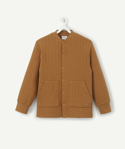 Pullover - Cardigan Tao Categories - BOYS' CAMEL TEDDY-STYLE JACKET WITH POPPER FASTENING AND POCKETS