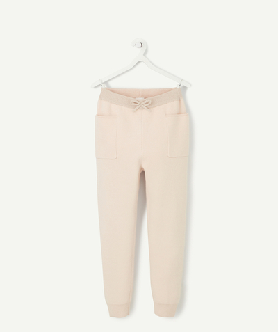 SPORTSWEAR  Tao Categories - GIRLS' PALE PINK JOGGING PANTS WITH POCKETS