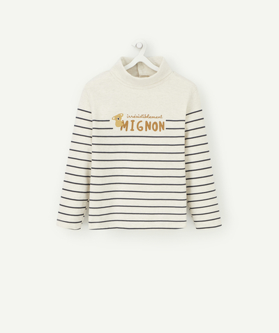 Pulli Familie - BABY BOYS' STRIPED TURTLENECK JUMPER WITH A MESSAGE