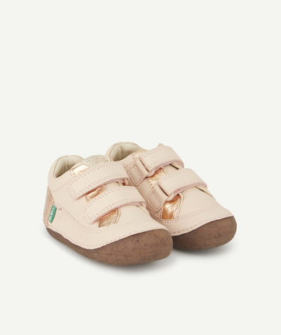 Shoes radius - BABY GIRLS' SOSTANKRO BOOTS IN PALE PINK AND GOLD COLOR LEATHER