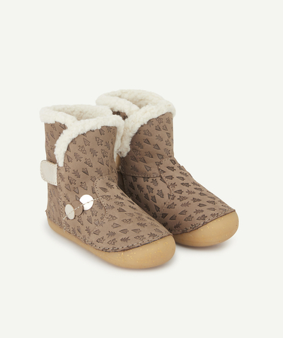 KICKERS ® radius - BABY GIRLS' FIRST STEPS BOOTS IN BEIGE AND SILVER COLOR LEATHER