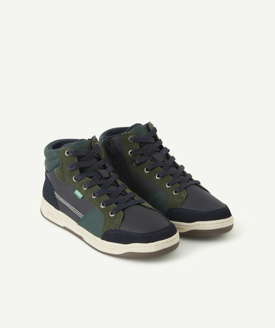 Shoes, booties radius - BOYS' KICKOSTA NAVY BLUE AND GREEN TRAINERS