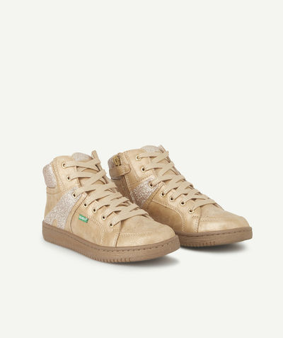 KICKERS ® radius - GIRLS' BEIGE AND GOLD HIGH TOP TRAINERS