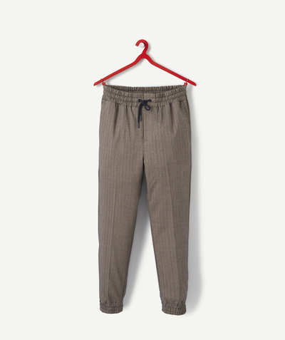 Sales Sub radius in - BOYS' BROWN TROUSERS WITH A DRAWSTRING CORD AND ELASTICATED ANKLES