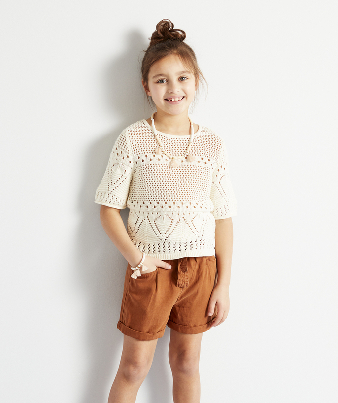 BOTTOMS radius - GIRLS' FLOWING SHORTS IN RUST WITH A BOW