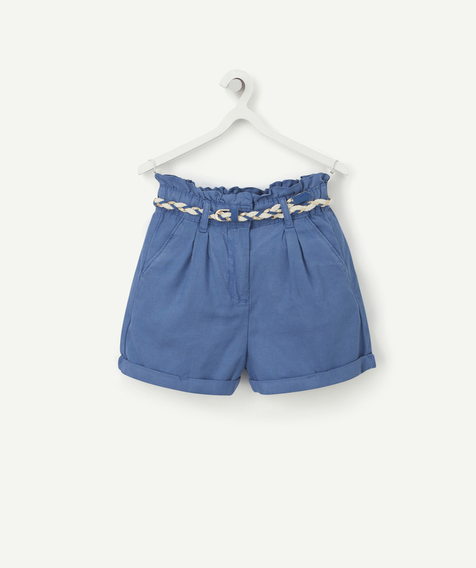 BOTTOMS radius - GIRLS' ELECTRIC BLUE FLOWING SHORTS WITH A BELT