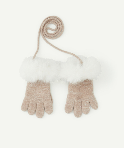 Private sales radius - GIRLS' PINK SEQUINNED GLOVES WITH WHITE IMITATION FUR