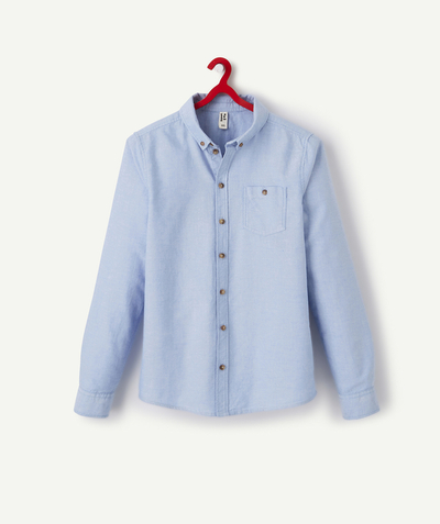 New collection Sub radius in - BOYS' LIGHT BLUE ORGANIC SHIRT WITH BUTTONS