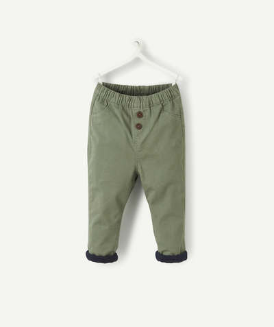 Trousers radius - BABY BOYS' KHAKI HAREM PANTS WITH BUTTONS