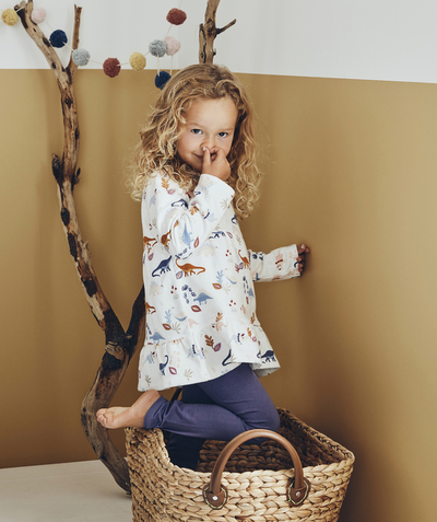 Girl radius - GIRLS' WHITE AND VIOLET PYJAMAS IN RECYCLED COTTON WITH DRAGONS