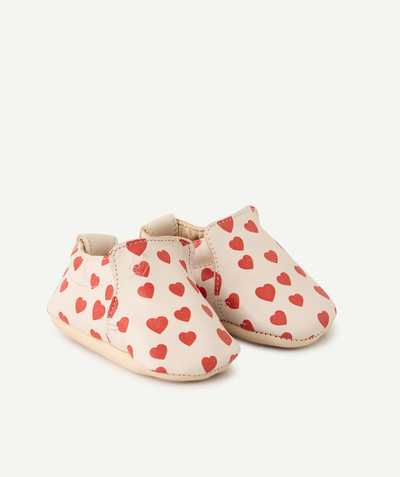 EASY PEASY ® radius - BABY GIRLS' LEATHER SLIPPERS PRINTED WITH HEARTS