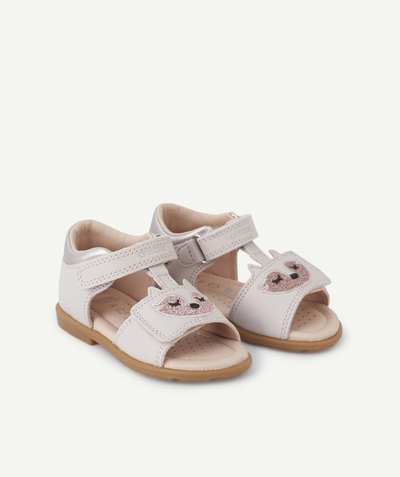Shoes radius - BABY GIRLS' PINK SANDALS WITH HOOK AND LOOP STRAPS AND A SPARKLING PRINT