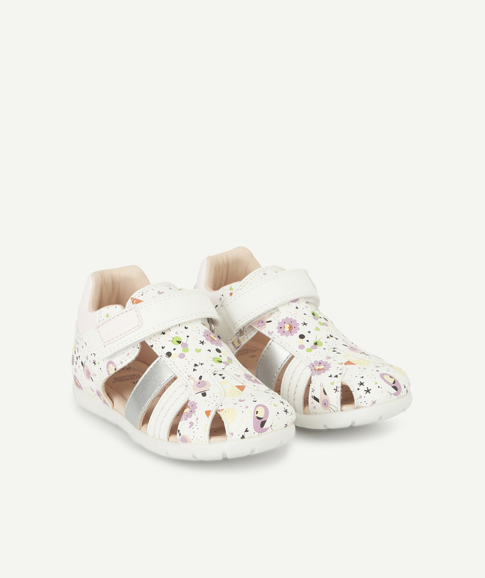 Shoes, booties radius - BABY GIRLS' ELTHAN WHITE PRINTED SANDALS