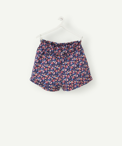 Our summer prints radius - BABY GIRLS' SHORTS IN ORGANIC COTTON WITH PRINTED NAVY BLUE HEARTS