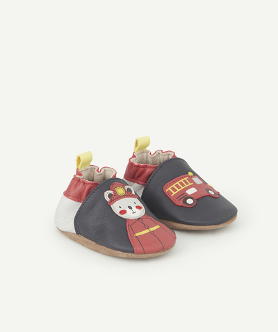 Shoes, booties radius - BABY BOOTIES IN NAVY BLUE, GREY AND FIRE ENGINE RED LEATHER