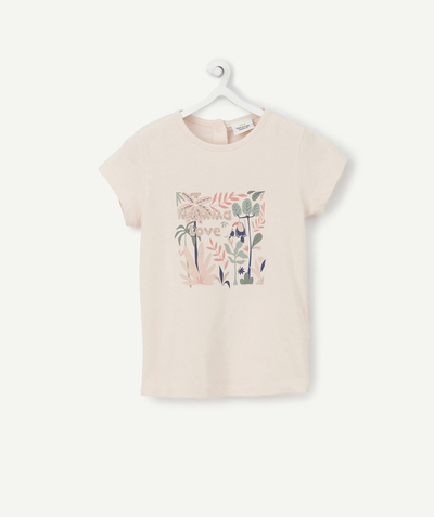 T-shirt Rayon - T-SHIRT BÉBÉ FILLE EN COTON BIOLOGIQUE ROSE AVEC IMPRIMÉ