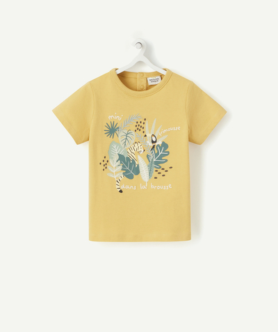 Spring looks radius - BOYS' YELLOW RECYCLED COTTON T-SHIRT WITH A FUN DESIGN