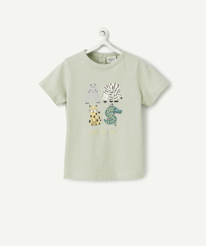 Basics radius - BABY BOYS' T-SHIRT IN GREEN RECYCLED COTTON WITH ANIMALS