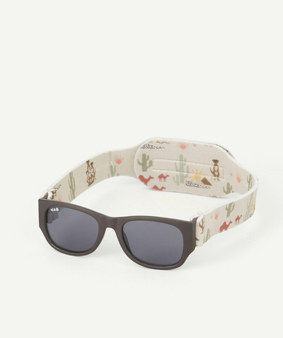 Sunglasses Tao Categories - BABY BOYS' GREY UV3 SUNGLASSES WITH A PRINTED STRAP