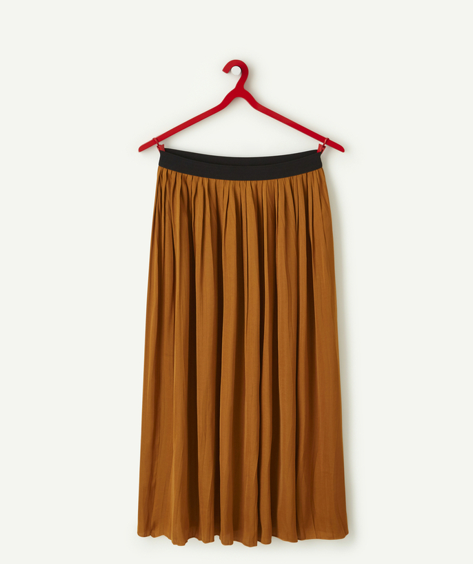 Shorts - Skirt Sub radius in - GIRLS' LONG CAMEL PLEATED SKIRT