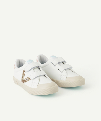 VICTORIA ® radius - GIRLS' WHITE TRAINERS WITH SPARKLING LOGOS AND PINK DETAILS