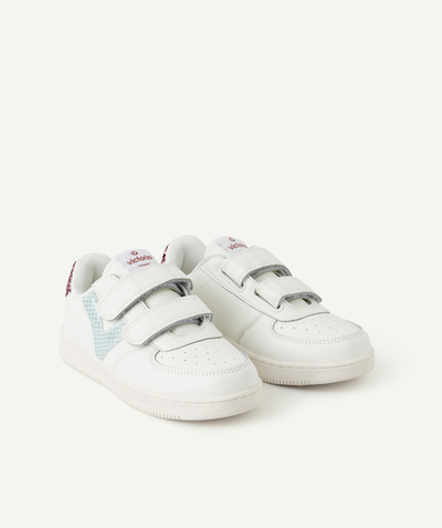 Trainers Tao Categories - GIRLS' WHITE TRAINERS WITH METALLIC LOGOS AND PINK GLITTER DETAILS