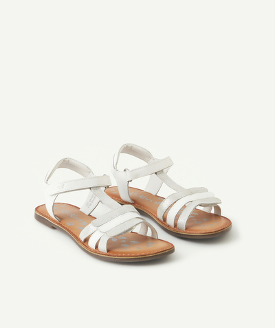 Shoes radius - GIRLS' DIAMANTO SILVER AND WHITE LEATHER SANDALS