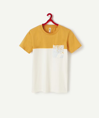 New collection Sub radius in - BOYS' T-SHIRT IN WHITE AND YELLOW ORGANIC COTTON