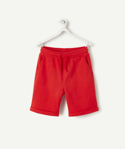 Comfy outfits radius - BOYS' RED COTTON BERMUDA SHORTS WITH POCKETS