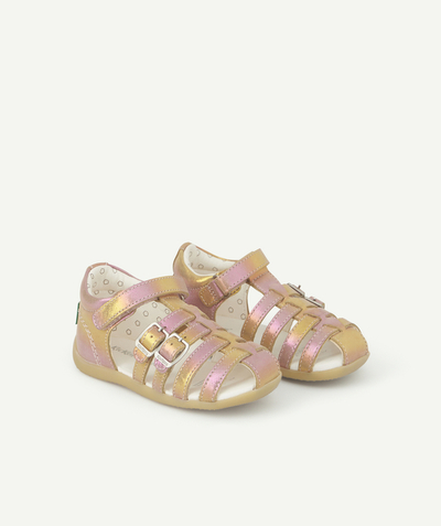 Shoes, booties radius - BABY GIRLS' PINK MULTICOLOURED LEATHER BIGKRO SANDALS