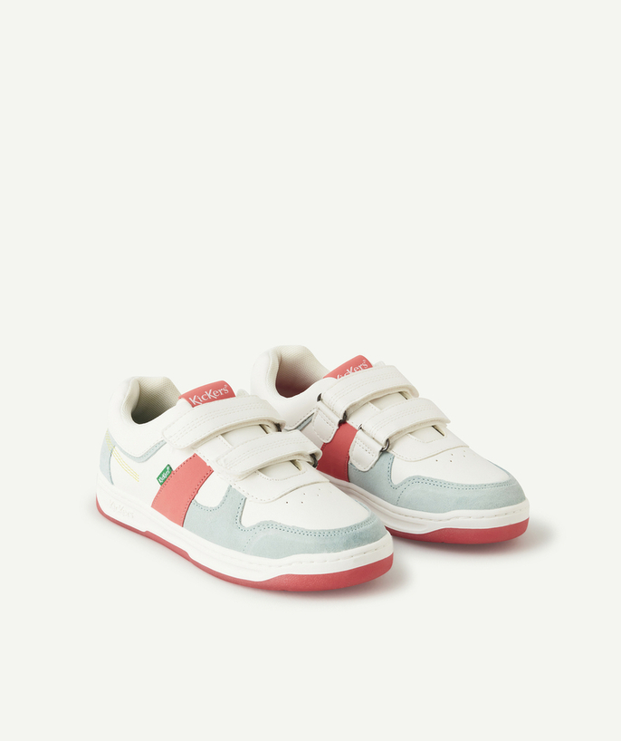 Shoes, booties radius - GIRLS' KALIDO TRAINERS IN WHITE, PINK AND,BLUE WITH HOOK AND LOOP FASTENERS