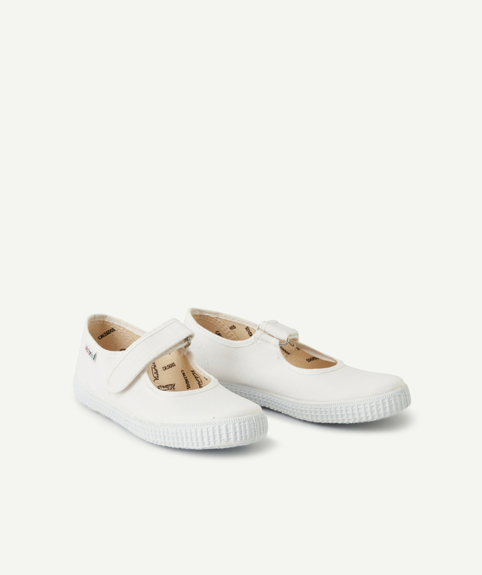 Chaussures, chaussons Rayon - BALLERINES BLANCHES FILLE EN TOILE AVEC SCRATCH