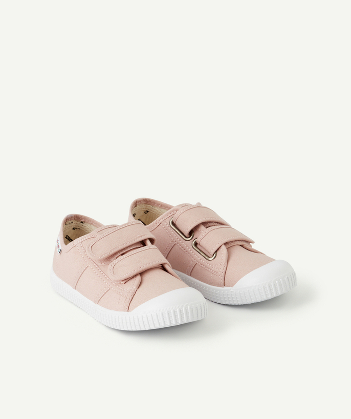 Shoes, booties radius - GIRLS' CANVAS TRAINERS IN PALE PINK WITH DOUBLE HOOK AND LOOP FASTENERS