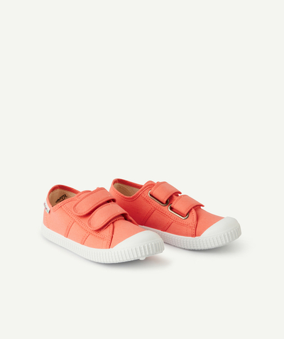 Trainers radius - GIRLS' SALMON CANVAS TRAINERS WITH DOUBLE HOOK AND LOOP FASTENERS