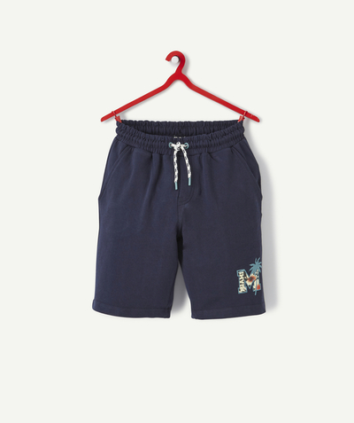 Shorts - Bermuda shorts family - BOYS' NAVY BLUE BERMUDA SHORTS IN RECYCLED FIBERS
