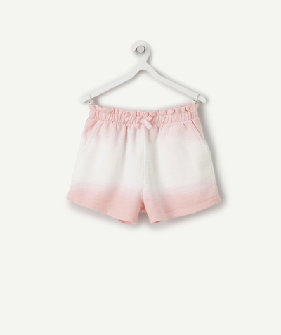 Spring looks radius - GIRLS' SHORTS IN PINK COTTON WITH A DIP AND DYE EFFECT