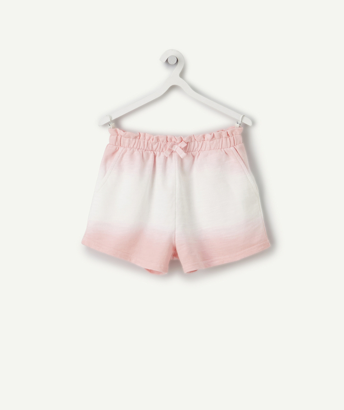 BOTTOMS radius - GIRLS' SHORTS IN PINK COTTON WITH A DIP AND DYE EFFECT