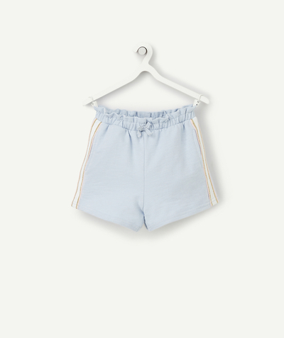 Spring looks radius - GIRLS' SHORTS IN SKY BLUE COTTON WITH SPARKLING STRIPES