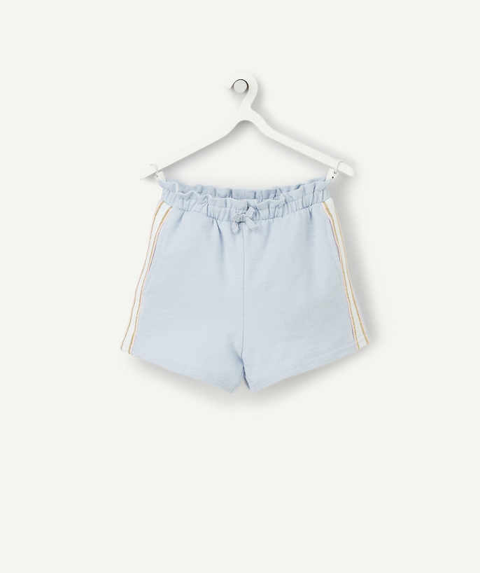 BOTTOMS radius - GIRLS' SHORTS IN SKY BLUE COTTON WITH SPARKLING STRIPES