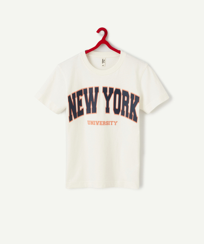 New collection Sub radius in - BOYS' WHITE RECYCLED COTTON T-SHIRT WITH A MESSAGE