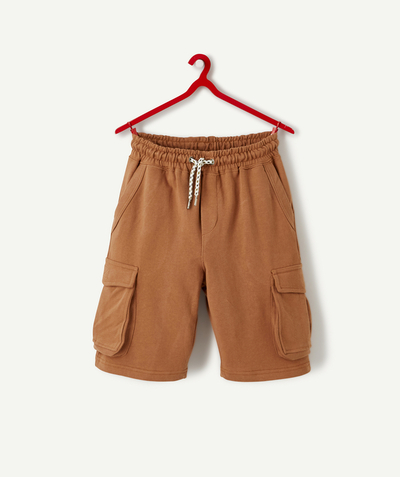 Shorts - Bermuda shorts family - STRAIGHT BROWN BERMUDA SHORTS IN RECYCLED FIBERS WITH POCKETS