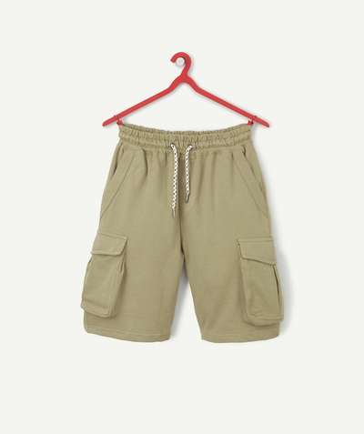 Bottoms family - STRAIGHT BROWN BERMUDA SHORTS IN RECYCLED FIBERS WITH POCKETS