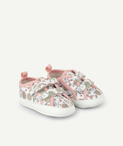 Shoes, booties radius - BABY GIRLS' PRINTED COTTON TRAINER-STYLE BOOTIES