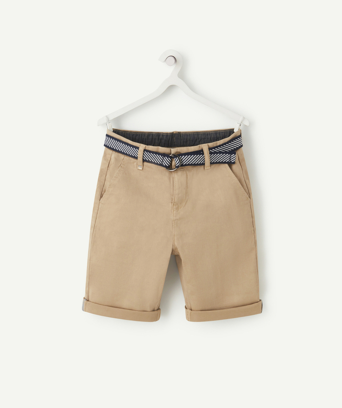 Special Occasion Collection radius - BOYS' BEIGE CANVAS BERMUDA SHORTS WITH A BELT